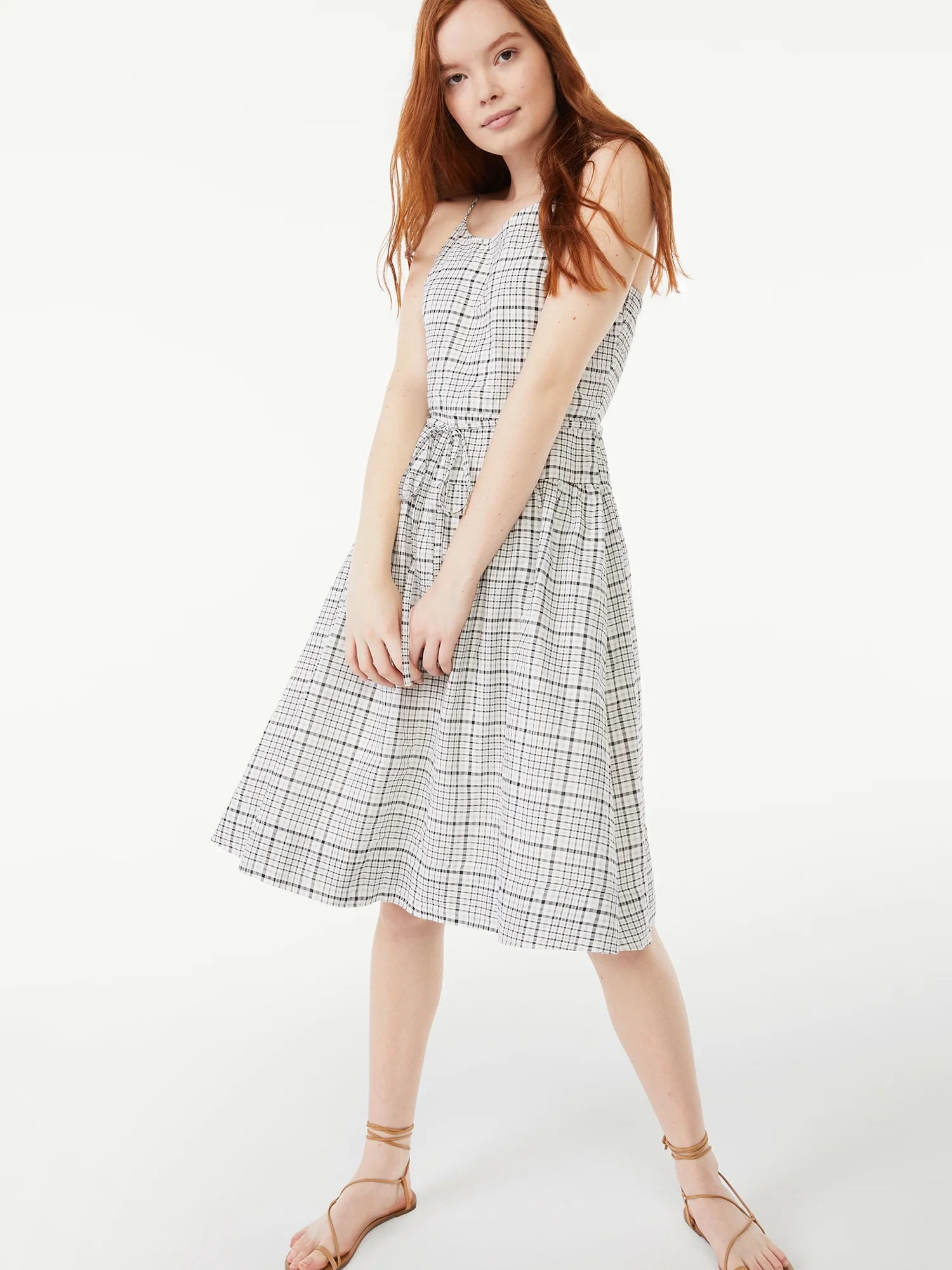 Free Assembly Women's Strappy Tiered Midi Dress | Walmart (US)