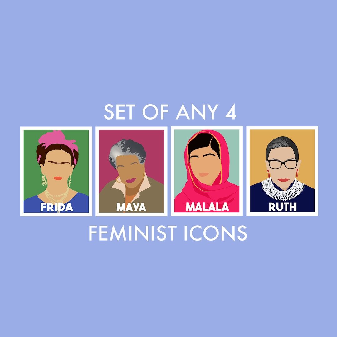 Set of Any 4 Feminist Icons- Minimalist Feminist Icon Portraits -15% off | Etsy (US)