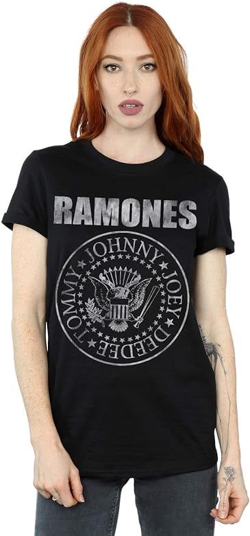 Ramones Women's Distressed Seal Boyfriend Fit T-Shirt | Amazon (US)