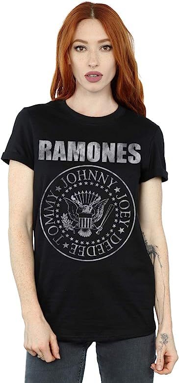 Ramones Women's Distressed Seal Boyfriend Fit T-Shirt | Amazon (US)