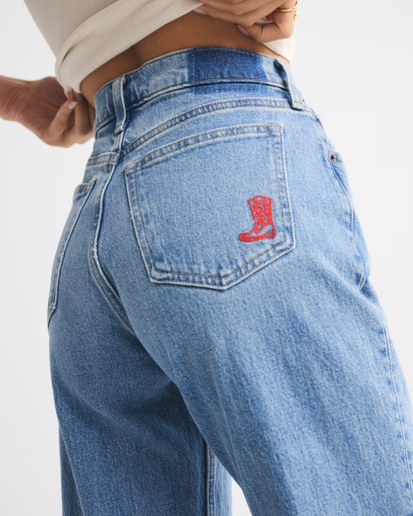 High Rise 90s Relaxed Cowboy Embroidered Jean | Abercrombie & Fitch (US)