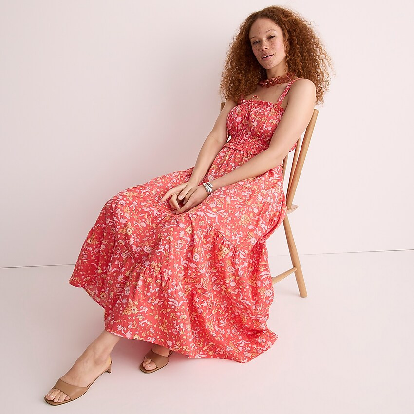 Ruffle-trim tiered dress in sunny blooms | J. Crew US