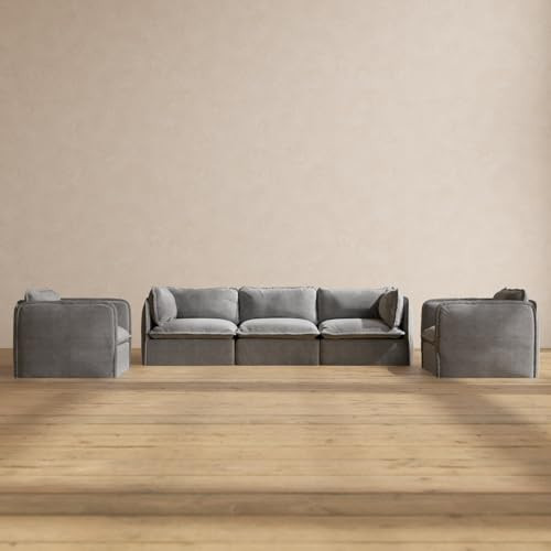 Anabei Modular Washable 3-Seater Sofa + Armchair Set in Ash | Deluxe+ Seat | Cloud Pillow | Amazon (US)