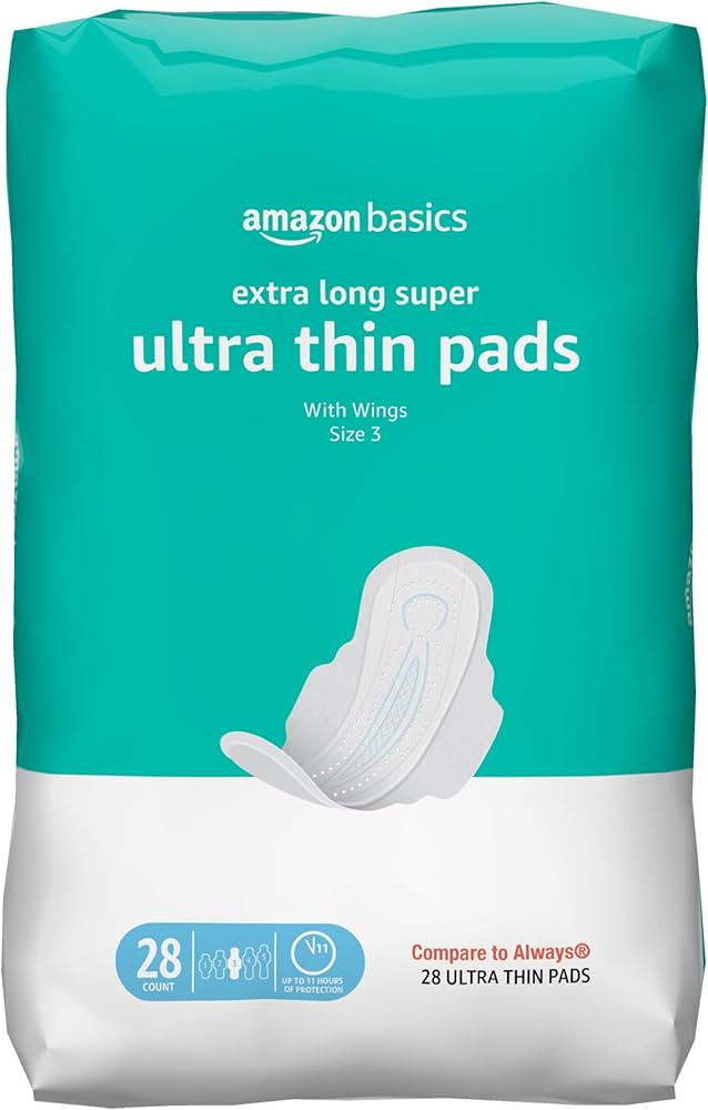 Amazon Basics Ultra Thin Pads with Flexi-Wings for Periods, Extra Long Length, Super Absorbency, ... | Amazon (US)