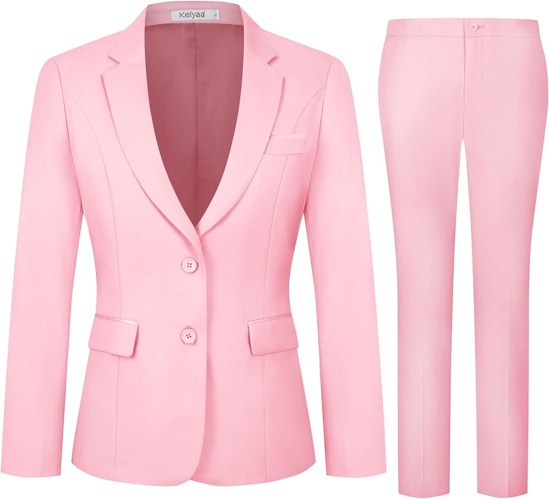 Women's 2 Piece Suit Lady 2 Button Business Work Office Slim Fit Blazer Jacket Pants Set | Amazon (US)
