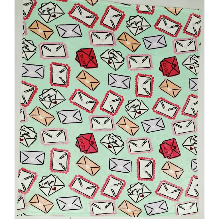 Way to Celebrate Super Soft Cozy Valentines Day Oversize Plush Throw Blankets, Postal Cards | Walmart (US)