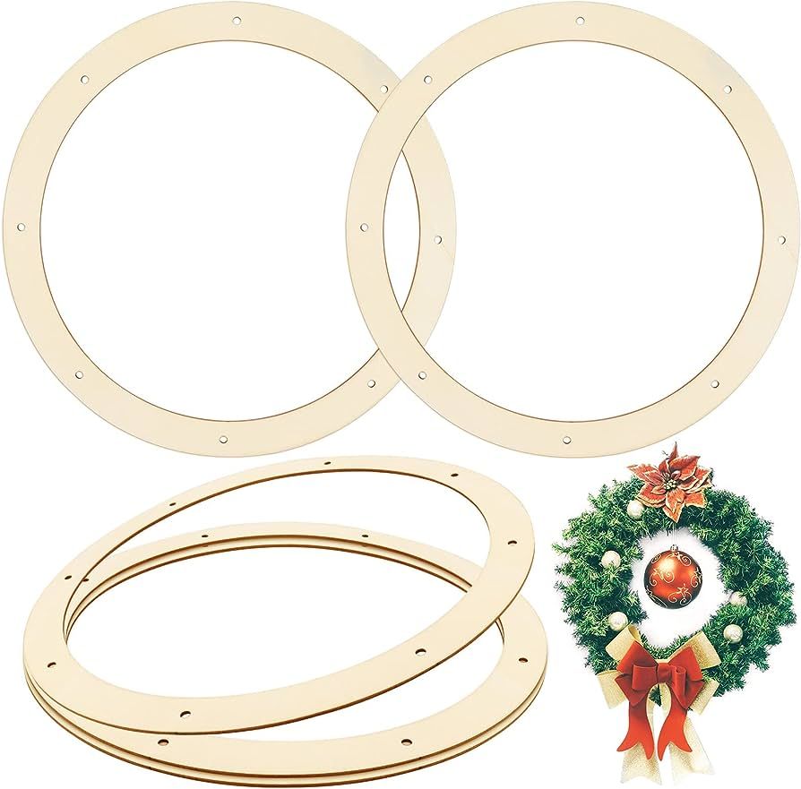 WYOMER 5 Pcs Wreath Frames, Garland Making Ring, Wooden Floral Rings for Craft, Wooden Wreath Fra... | Amazon (US)