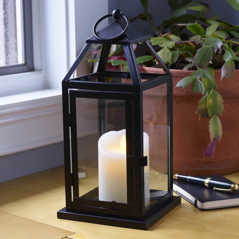 13.19" Metal Tabletop Lantern with Candle Included | Wayfair North America