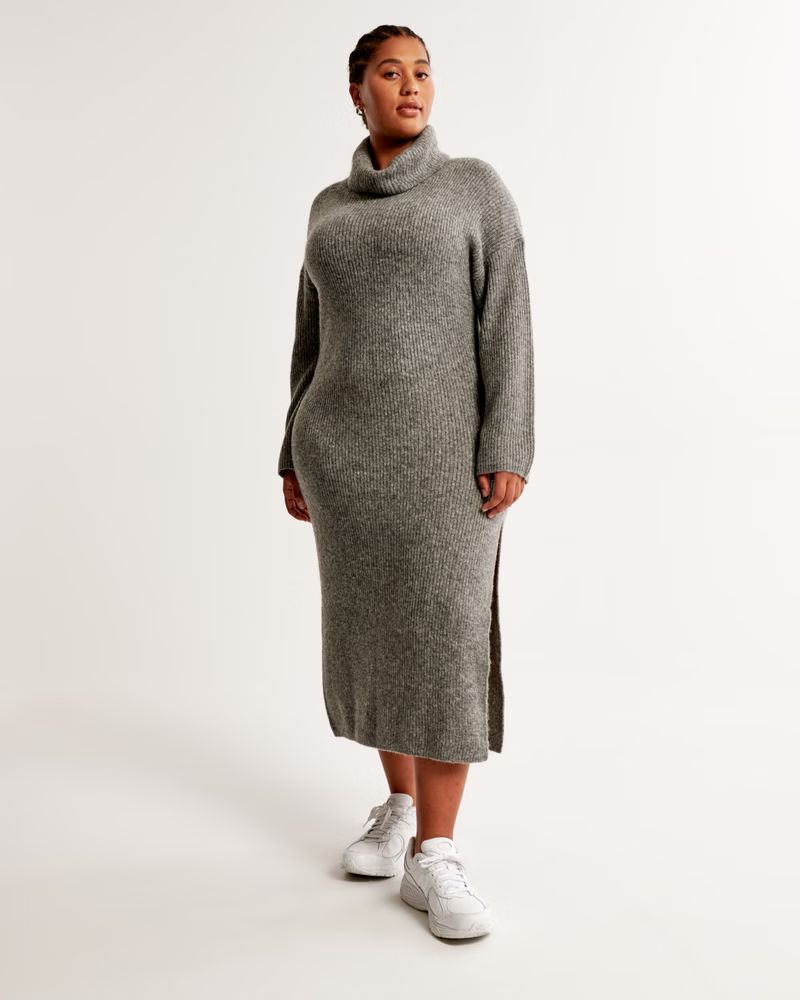 Long-Sleeve Turtleneck Midi Sweater Dress | Abercrombie & Fitch (US)