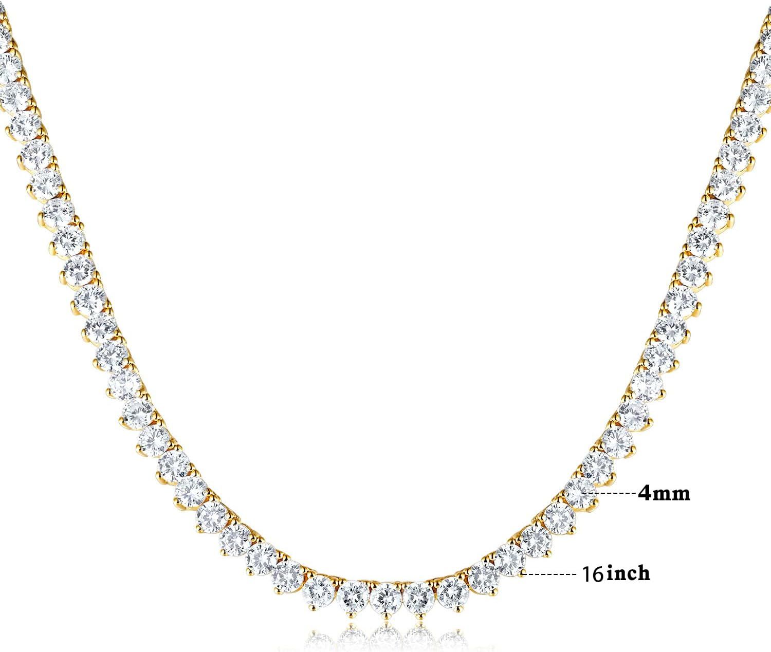 GMESME 18K White Gold Plated Cubic Zirconia Classic Tennis Necklace (14-24inch) | Amazon (US)