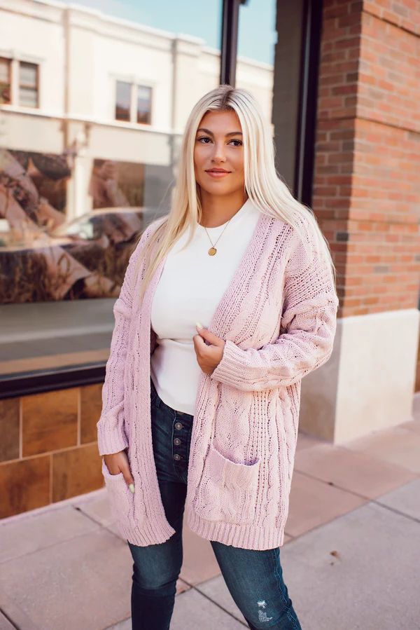 The Dolce Cable Knit Cardigan (Putty Pink) | Blue Layne Boutique