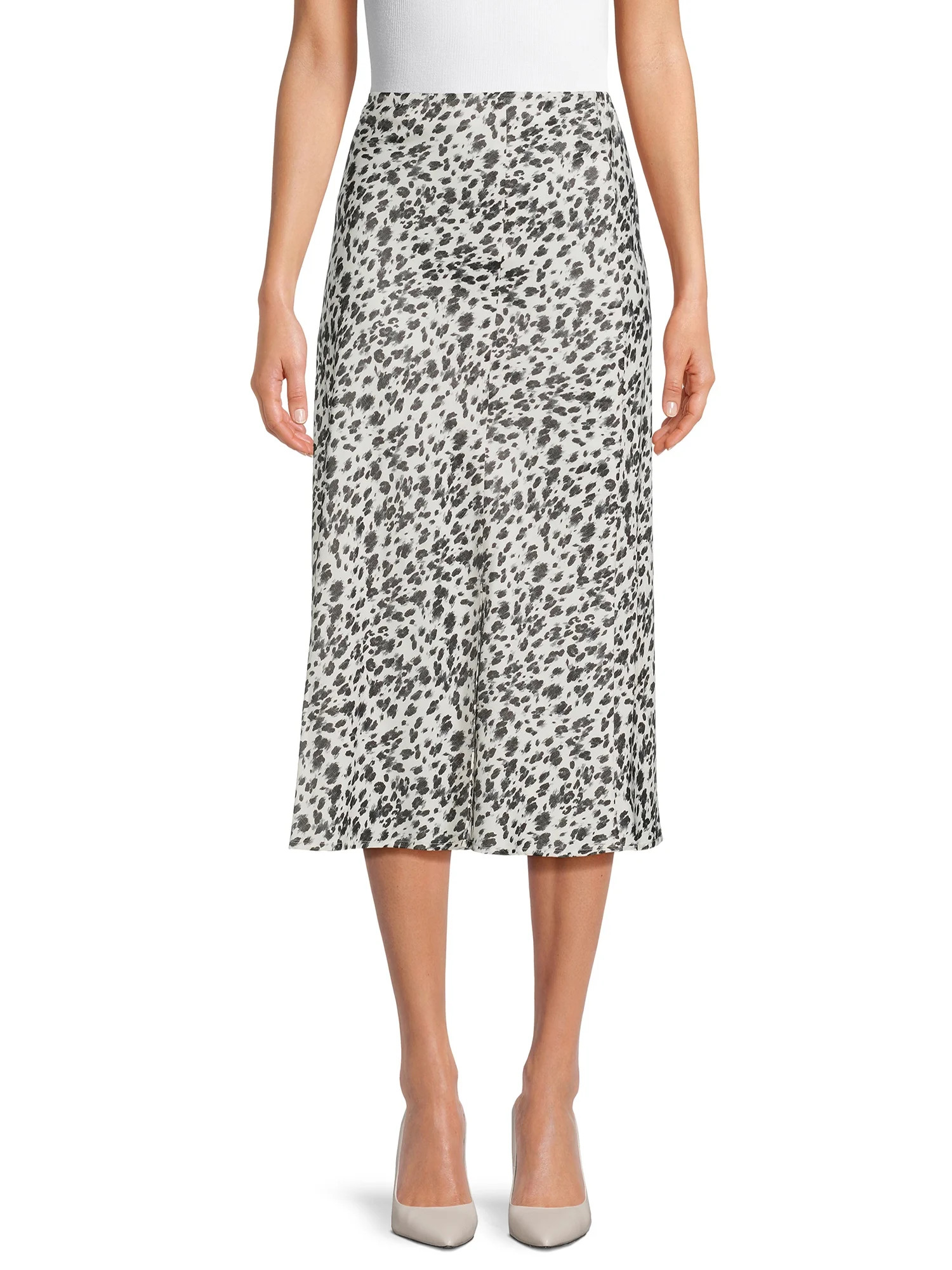 Time and Tru Women's Satin Midi Skirt with Side Slit, Sizes XS-XXXL | Walmart (US)