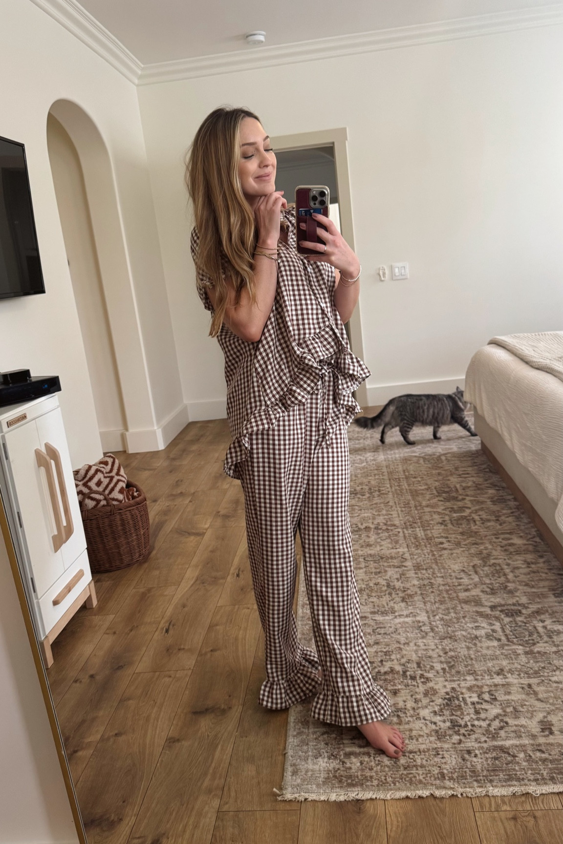 Cutesy ruffle plaid pajama set 🍂🫶🏽 Wearing a size S, fits TTS  

#LTKSeasonal #LTKFindsUnder50