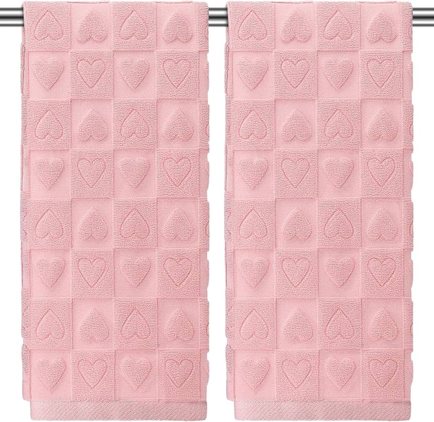 2 Pack Valentine's Day Hand Towels 100% Cotton Heart Jacquard Bathroom Decorative Towels Set Vale... | Amazon (US)