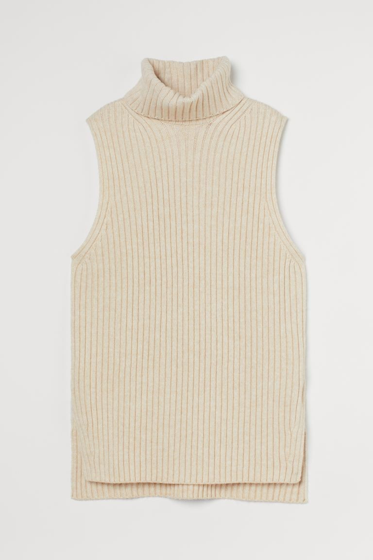 Turtleneck Sweater Vest - Light beige melange - Ladies | H&M US | H&M (US + CA)