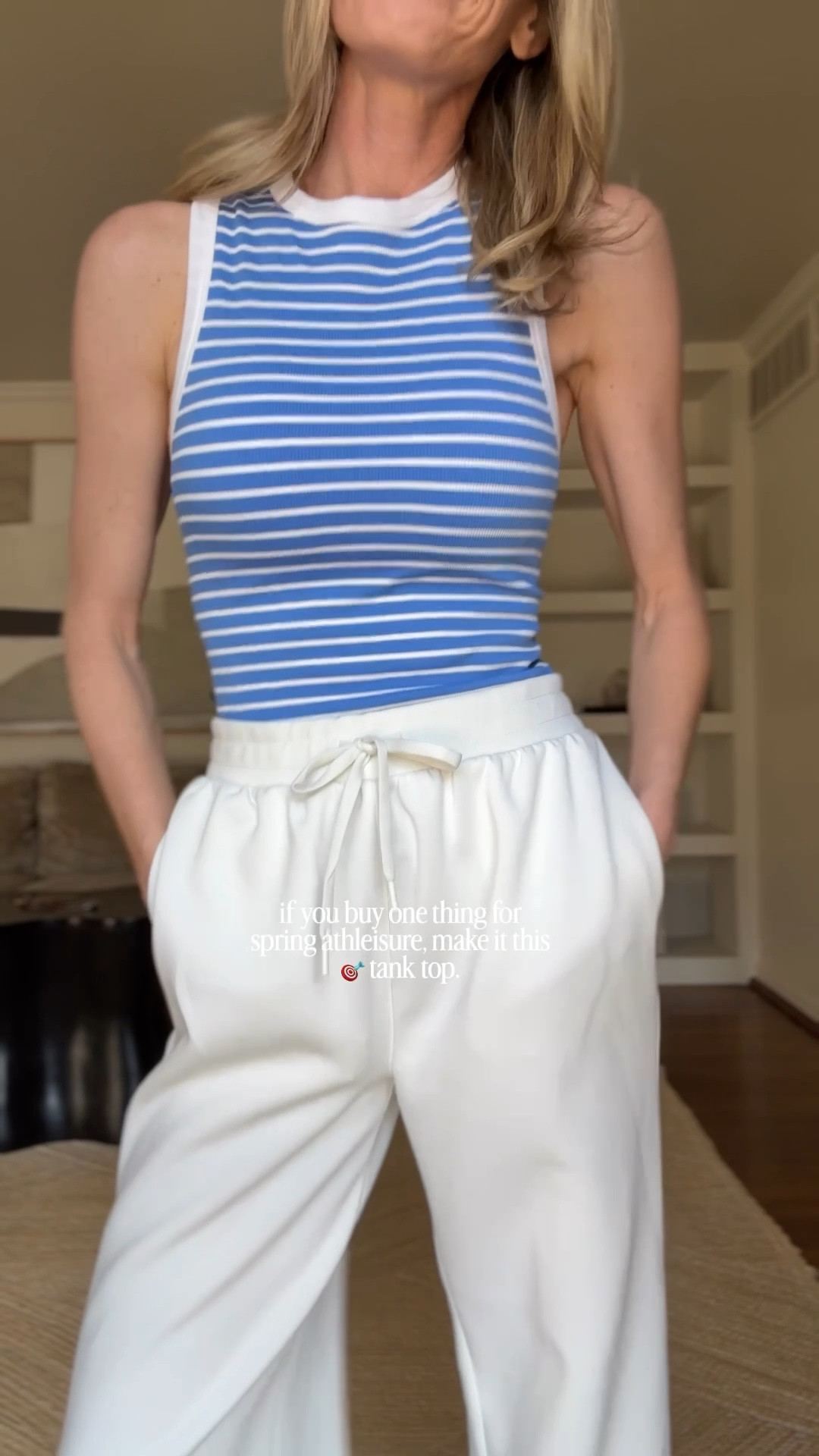 The best Target athletic tank ever! Built in bra, thick material, ribbed , perfect length , and great colors! Size small. Pants all Target too 🤎