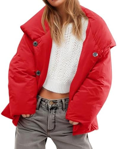 Tankaneo Womens Cropped Puffer Coat Hoodies Oversized Lightweight Winter Jacket Warm Long Sleeve ... | Amazon (US)
