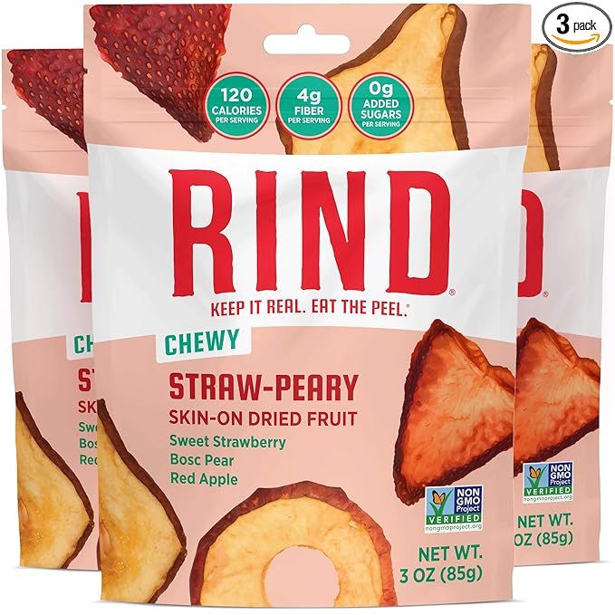 RIND Snacks | Straw-Peary | Strawberry, Apple, & Pear | Dried Fruit Superfood | Chewy Snack | No ... | Amazon (US)