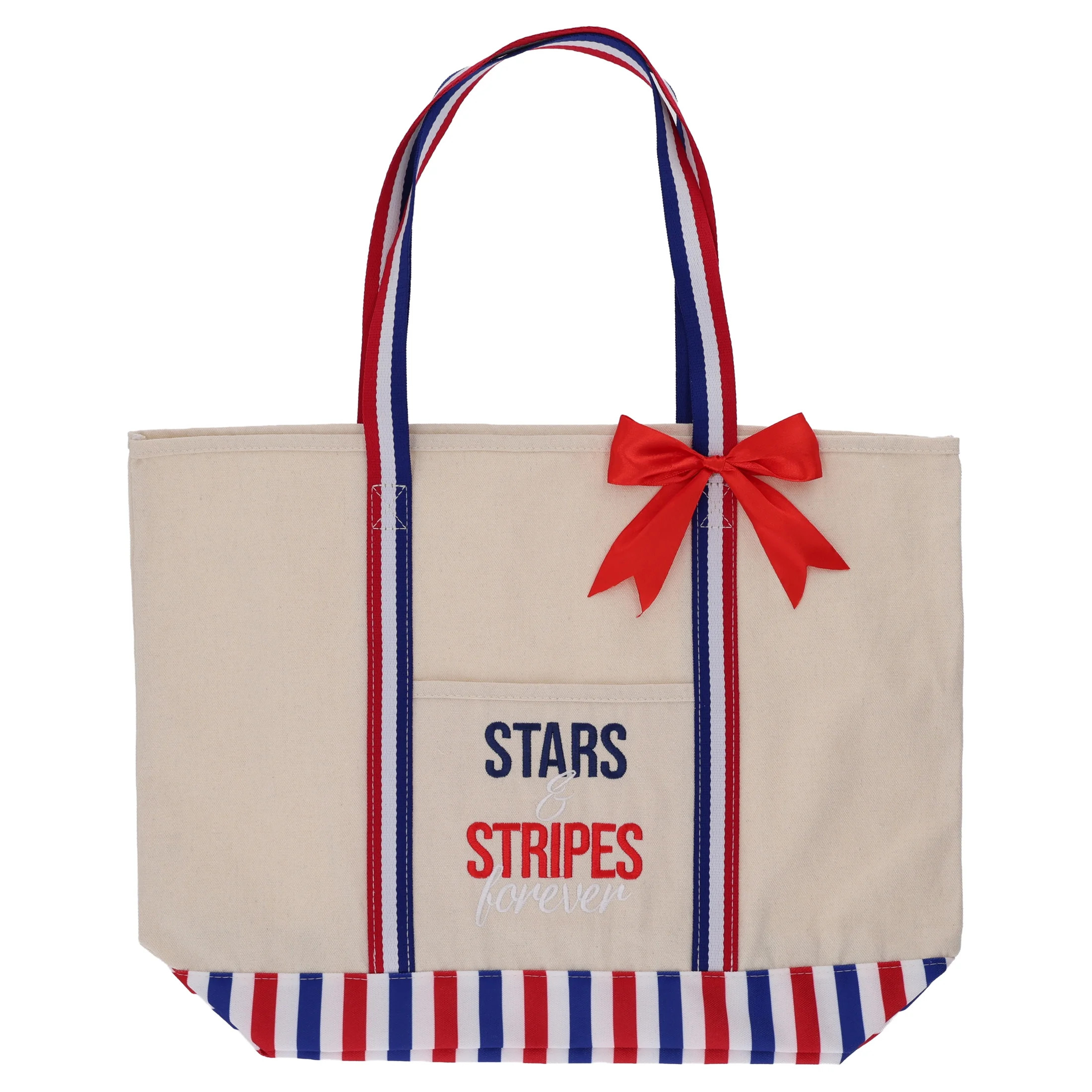 Stars and Stripes Forever Canvas Tote Bag, Red/White/Blue, Patriotic by Way To Celebrate | Walmart (US)