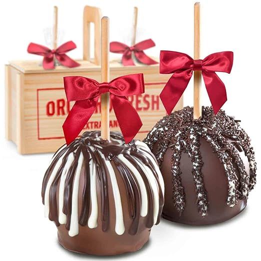 Milk & Dark Decadence Chocolate Dipped Caramel Apples In Wooden Gift Crate | Amazon (US)