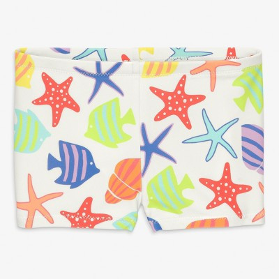 Primary Kids Swim Shortie In Under The Sea In White Under The Sea Size 8-9 | Target