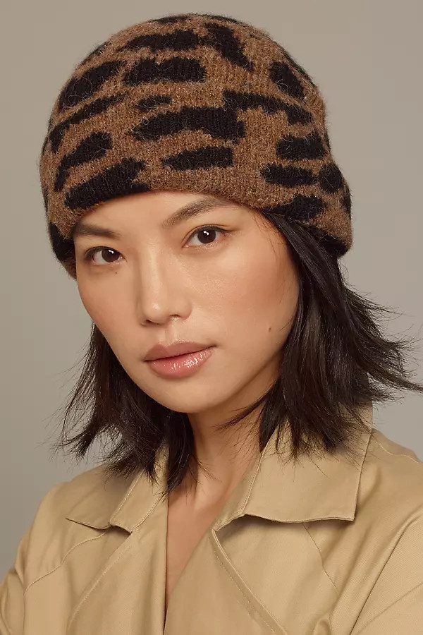 By Anthropologie Compact Knit Animal Print Beanie | Anthropologie (US)