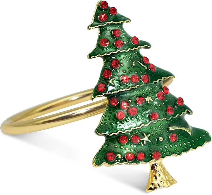 Legigo Set of 6 Christmas Tree Napkin Rings for Dinning Table Setting - Metal Napkin Holder Rings... | Amazon (US)