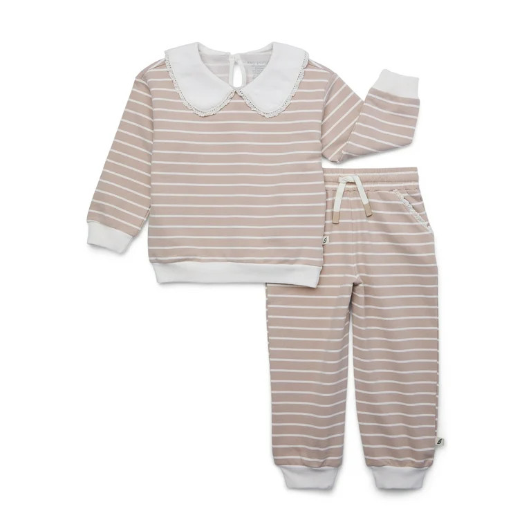 easy-peasy Toddler Girl Terry Sweatshirt and Joggers Outfit Set, 2-Piece, Sizes 18M-5T | Walmart (US)