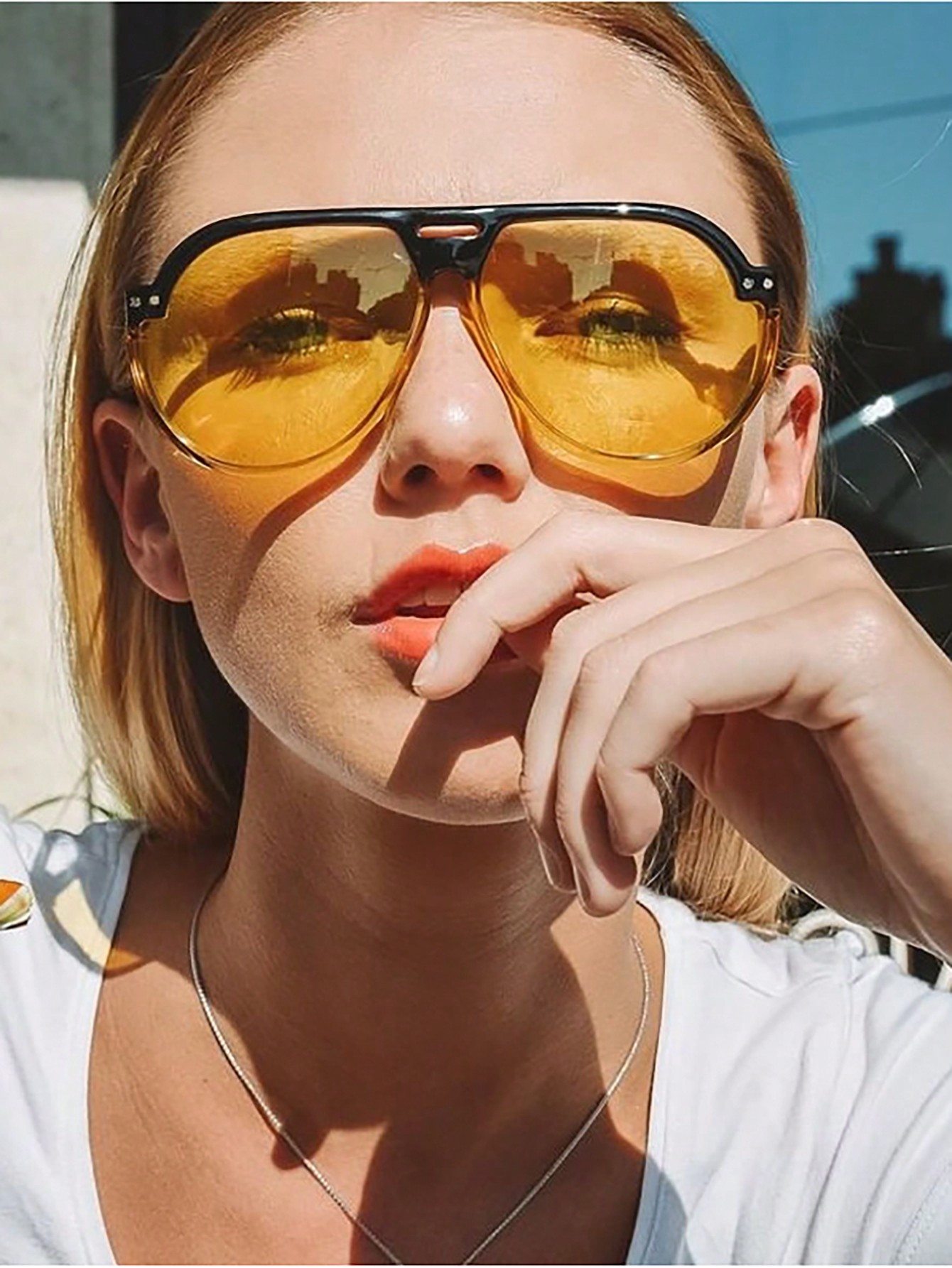 Trends1pc Women's Candy-Colored Double-Beam Pilot Fashion Eyeglasses, Daily | SHEIN
