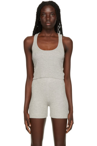 Gray Cropped Racerback Tank Top | SSENSE