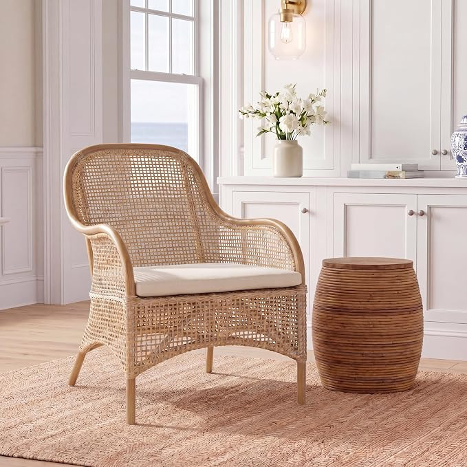 Safavieh Home Collection Charlie Cushioned Accent Chair, Grey White Wash/White | Amazon (US)