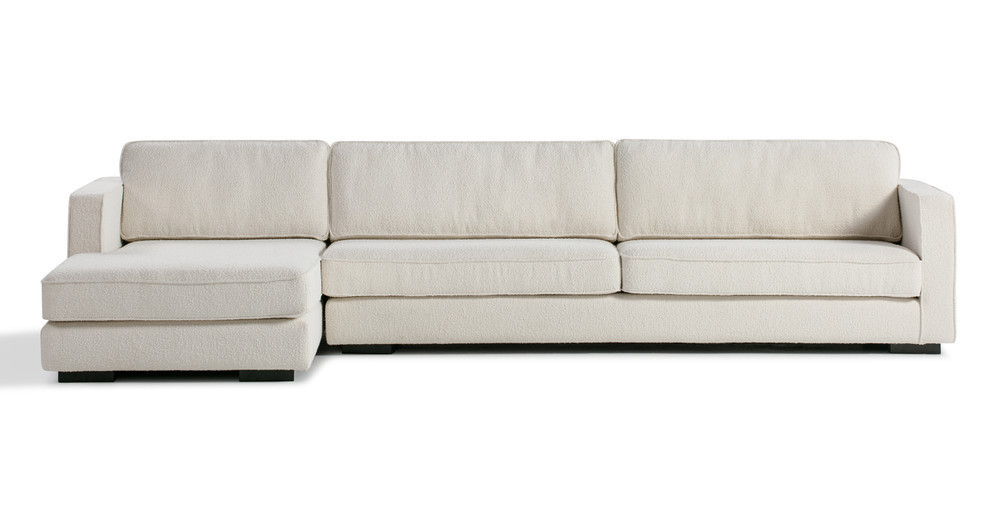 Architect 133" Fabric Sofa Sectional Left, Blanc Boucle | Kardiel