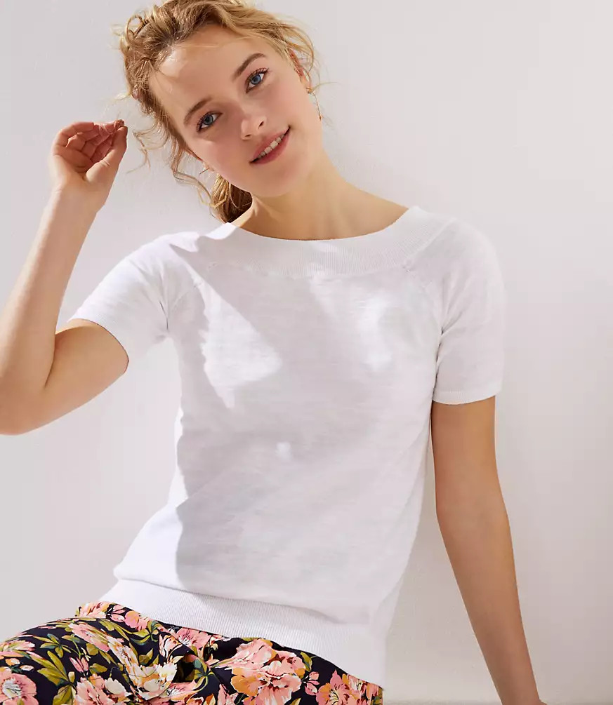 Boatneck Short Sleeve Sweater | LOFT
