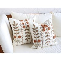 2 Floral Tufted Throw Pillow Cover Set, Decorative Flower Accent Pillows, Boho Textured Bedroom Pillows | Etsy (US)