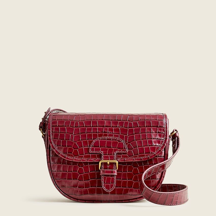 Classic large saddle bag in croc-embossed leather | J.Crew US