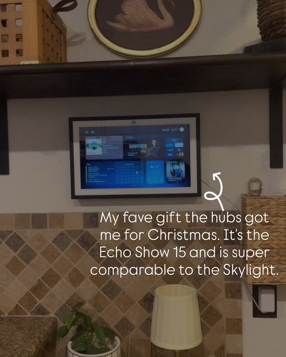 I love my echo show! Hugs got it for me for Christmas and it’s so comparable to the skylight. I. Love. It! So good for streaming and keeping our lives in a great schedule  