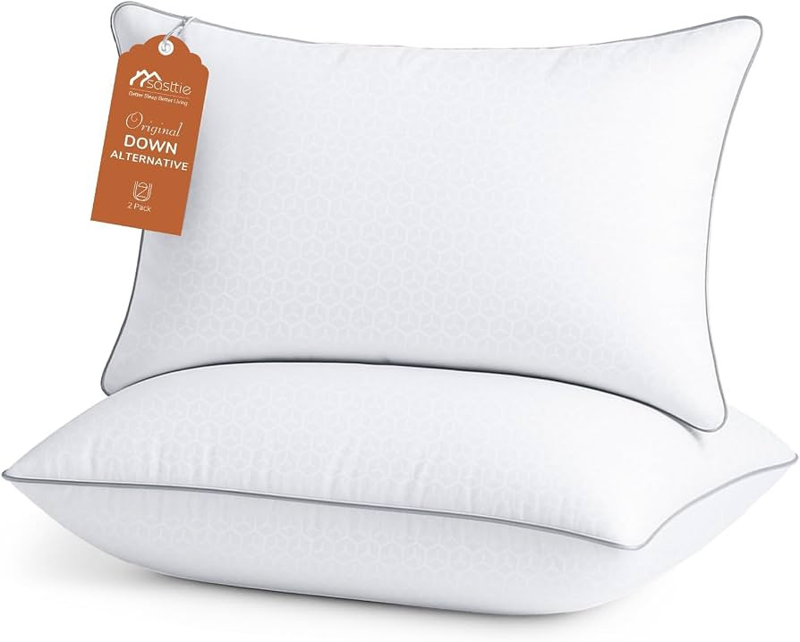 Sasttie Firm Pillows Queen Size Set of 2, Bed Pillows for Side, Back, and Stomach Sleepers - Oeko... | Amazon (US)