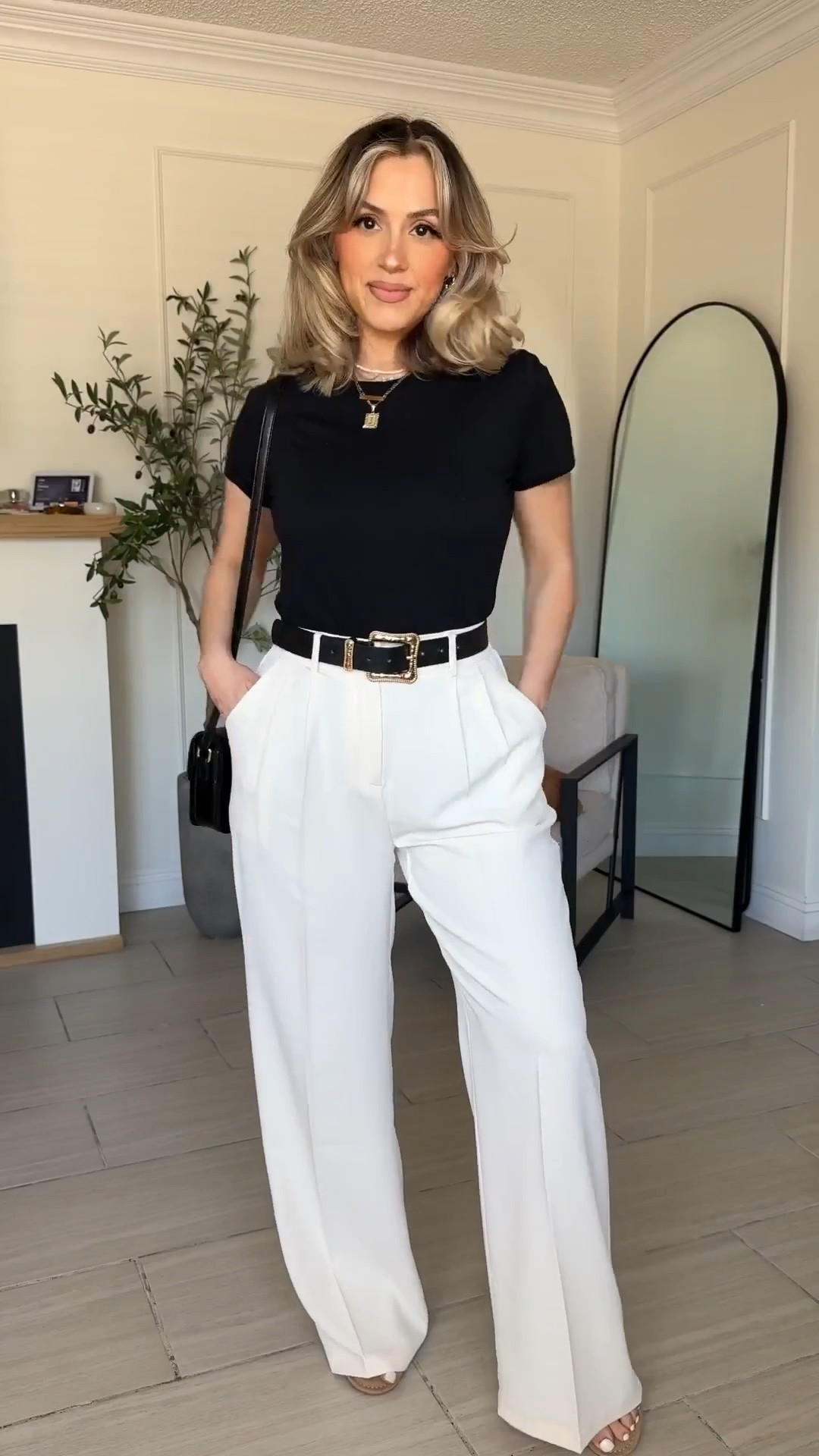 Office outfit formula for my corporate girlies 😍

✔️ the trousers are from the same brand, same size just different color. The first ones are in BEIGE the second ones are in LIGHT GREY. | I'm wearing them in SMALL LONG THIN (I'm 5'2) and I can wear them comfortably with a 3 inch heel or sneakers. 

✔️ I promise you that these crewneck T-shirts are not like the rest. These are good quality very nice T-shirts that look very professional. They're not vintagey they're not very thin. They are a nice crisp quality..

#LTKgrwm #LTKootd #LTKWorkwear