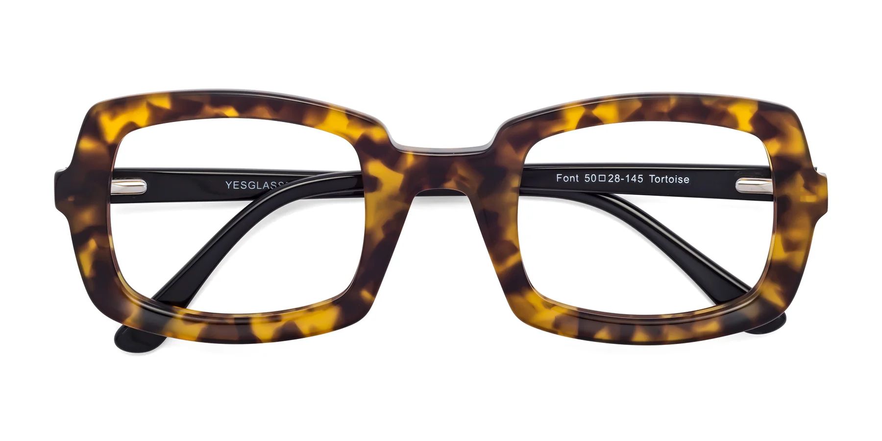 Tortoise Hipster Acetate Square Eyeglasses - Font | Yesglasses