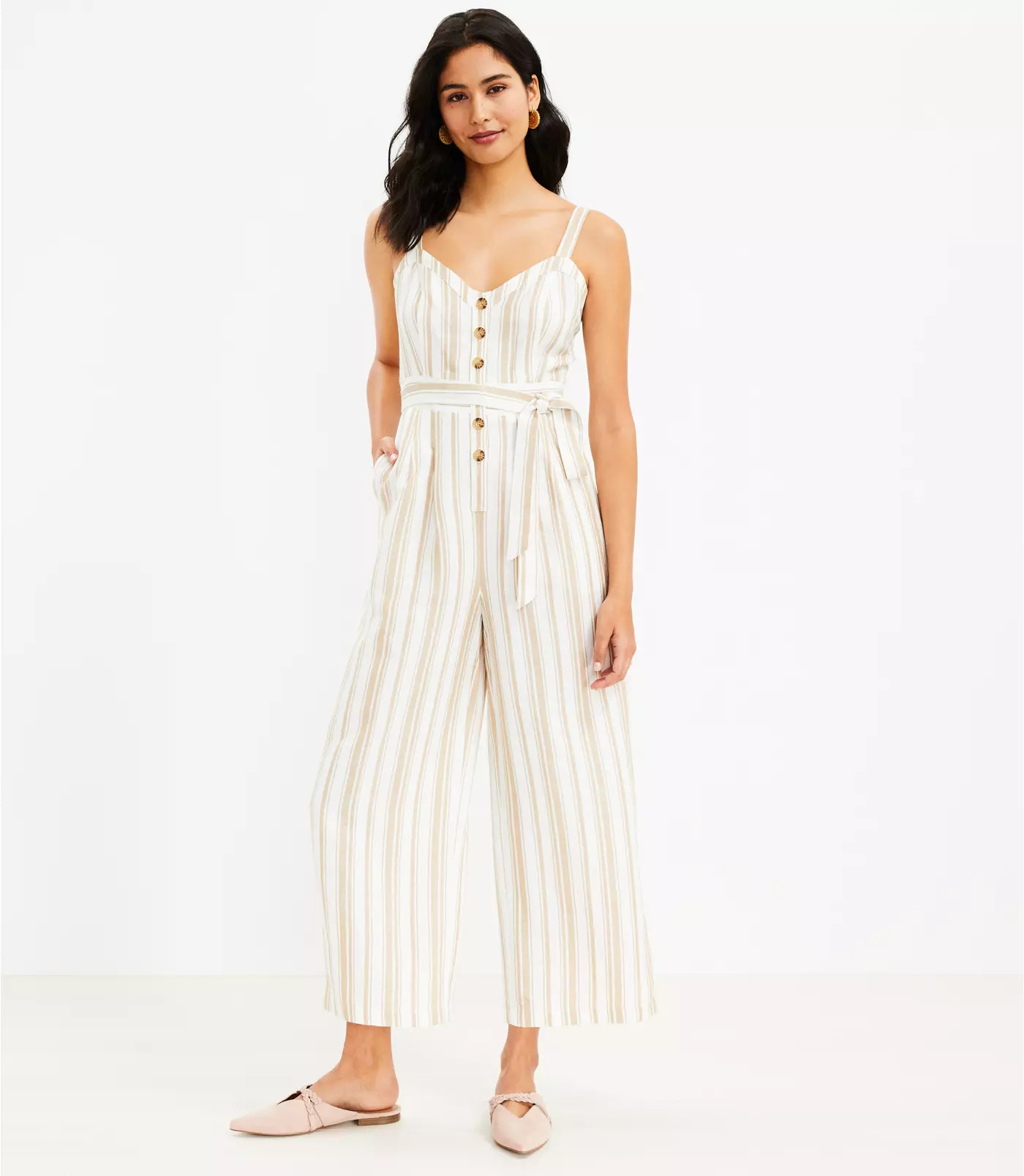 Striped Strappy Jumpsuit | LOFT