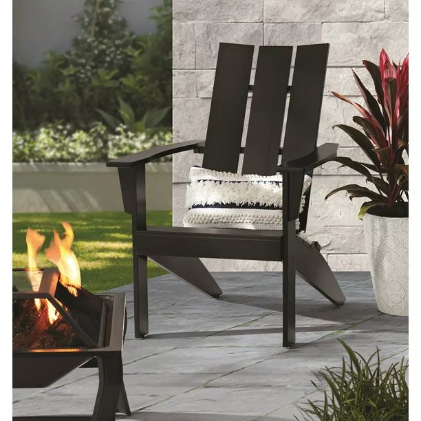 Mainstays Wood Outdoor Modern Adirondack Chair, Black Color - Walmart.com | Walmart (US)