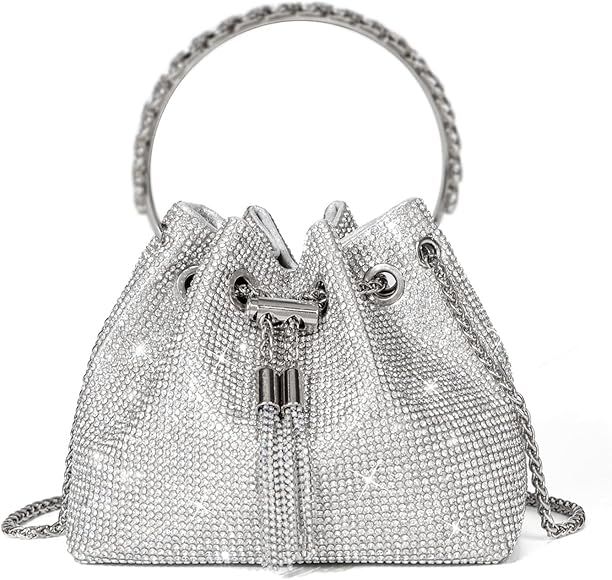 Sweetovo Bling Glitter Purses for Women Fashion Handbags Crossbody Bags Silver Rhinestone Purse E... | Amazon (US)