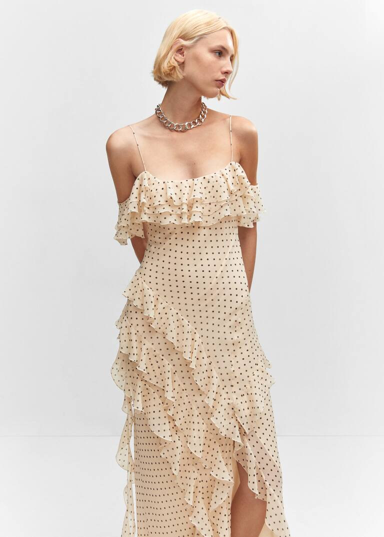 Polka-dot ruffled dress -  Women | Mango USA | MANGO (US)