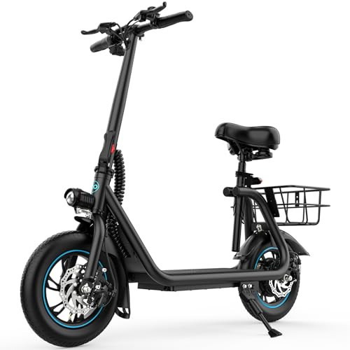 Gyroor Electric Scooter with Seat, 450W Powerful Motor up to 20 Miles Range, Foldable Scooter for Adult Max Speed 15.5Mph, Commuter Electric Scooter with Basket | Amazon (US)