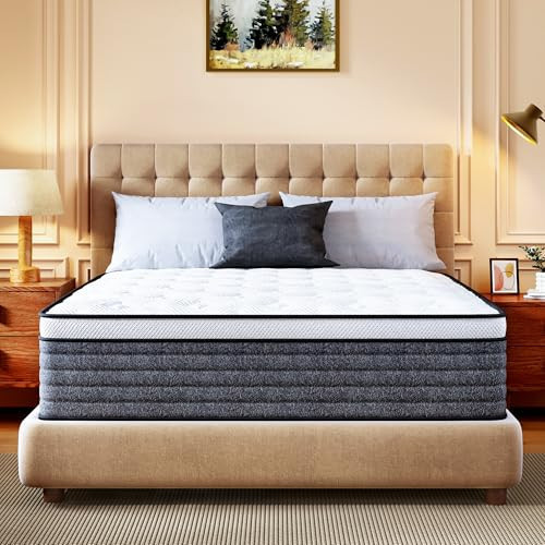 Queen Mattress, 12 Inch Queen Size Hybrid Mattresses in a Box, Medium Feel Foam and Individual Pocket Springs, Fiberglass Free Bed Mattress, Extra Edge Support, Pressure Relief, CertiPUR-US | Amazon (US)
