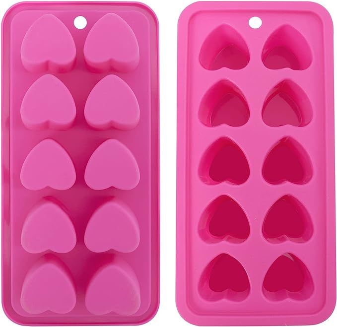 Heart Shaped Silicone Pink Ice Cube Trays, For DIY love Heart Ice Cubes, Chocolate, Candy, Easy R... | Amazon (US)