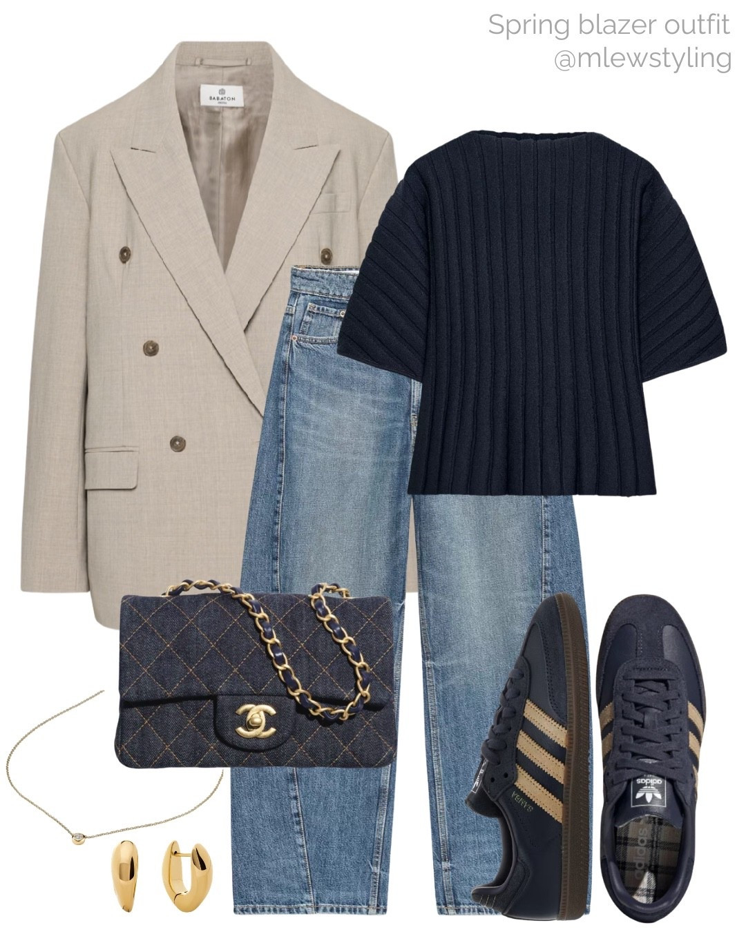 Spring blazer outfit 💙

Tags: aritzia blazer, navy blue knit top, barrel leg baggy jeans, Zara denim, Chanel bag, adidas samba sneakers, neutral aesthetic, capsule wardrobe, casual workwear, office outift, spring fashion

#LTKgrwm #LTKWorkwear #LTKootd