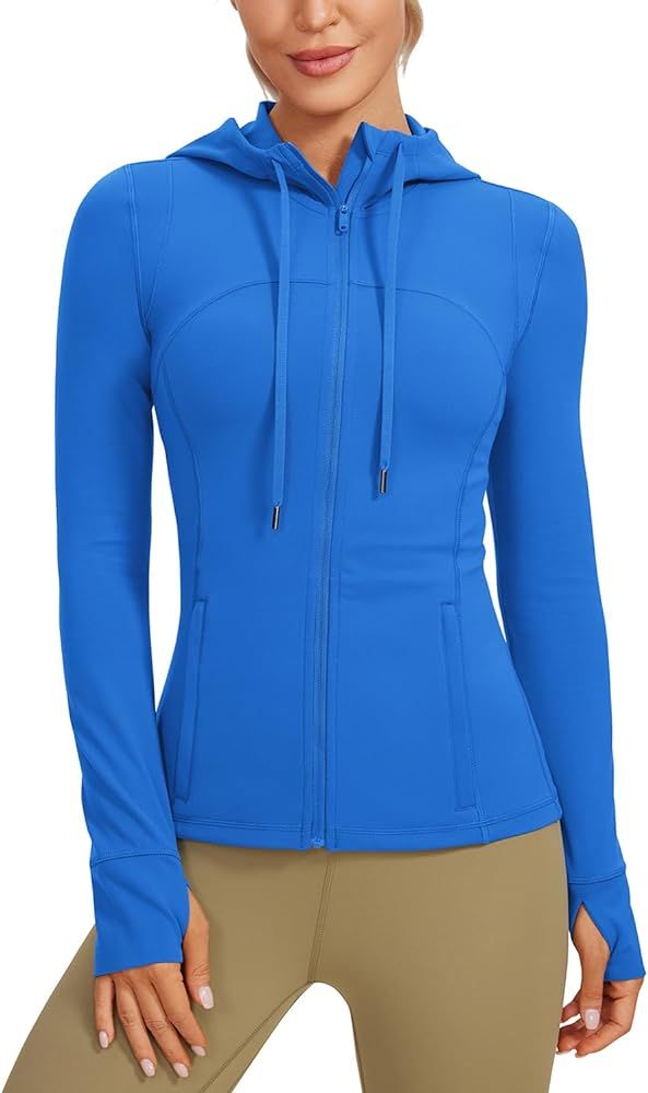 CRZ YOGA Butterluxe Womens Hooded Workout Jacket - Zip Up Athletic Running Jacket with Back Mesh ... | Amazon (US)