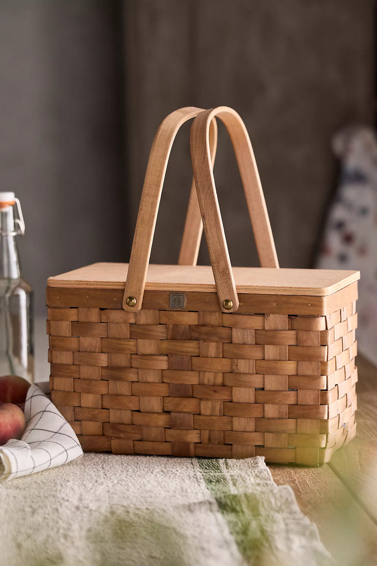 Woven Wood Personal Picnic Basket | Anthropologie (US)