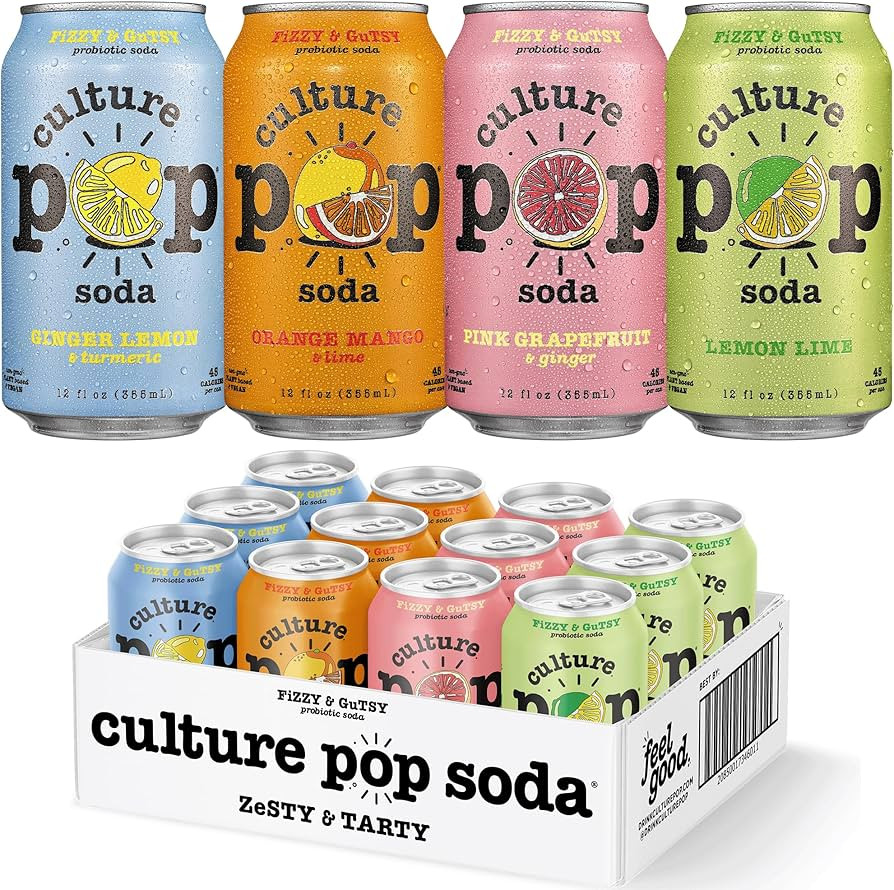 Culture Pop Soda, Zesty & Tarty Variety Pack, Probiotic Low Sugar Soda, Sparkling Juice Alternati... | Amazon (US)